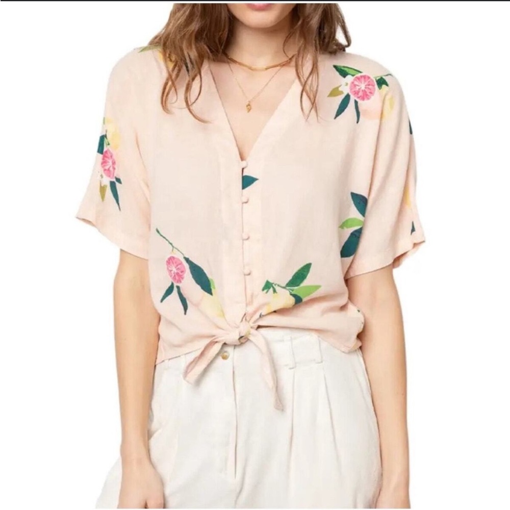 Rails Thea crop top linen shirt